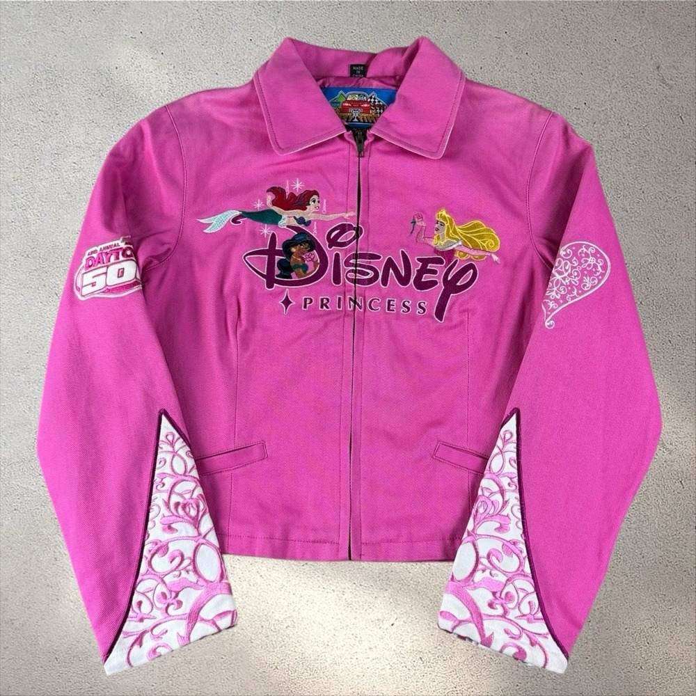 VTG‎ JH Design Jeff Hamilton Disney Princess Nascar Jacket Adult S NWOT Racing